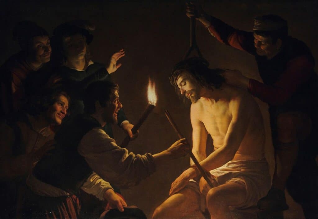 The Mocking of Christ (Tuesday Rosary) - Gerard van Honthorst - 1616-1617