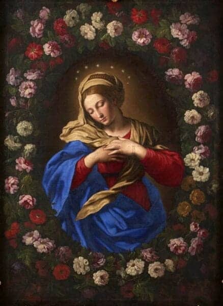 Our Lady In a Garland of Roses - Giovanni Salvi da Sassoferrato - mid 17th Century
